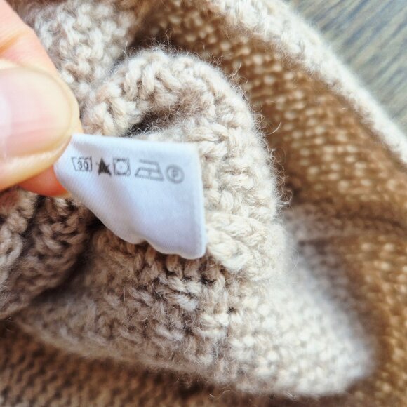 Loro Piana Made in Italy 100% Cashmere Cable Grid Knit Collar Cardigan Beige - Picture 11 of 15